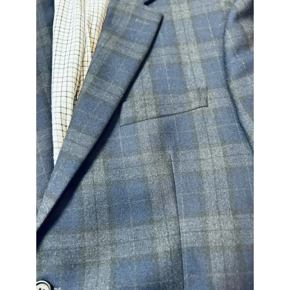 Lauren Ralph‎ Lauren Men's 100% Wool Plaid Jacket Blazer Dark Blue Size 42R
